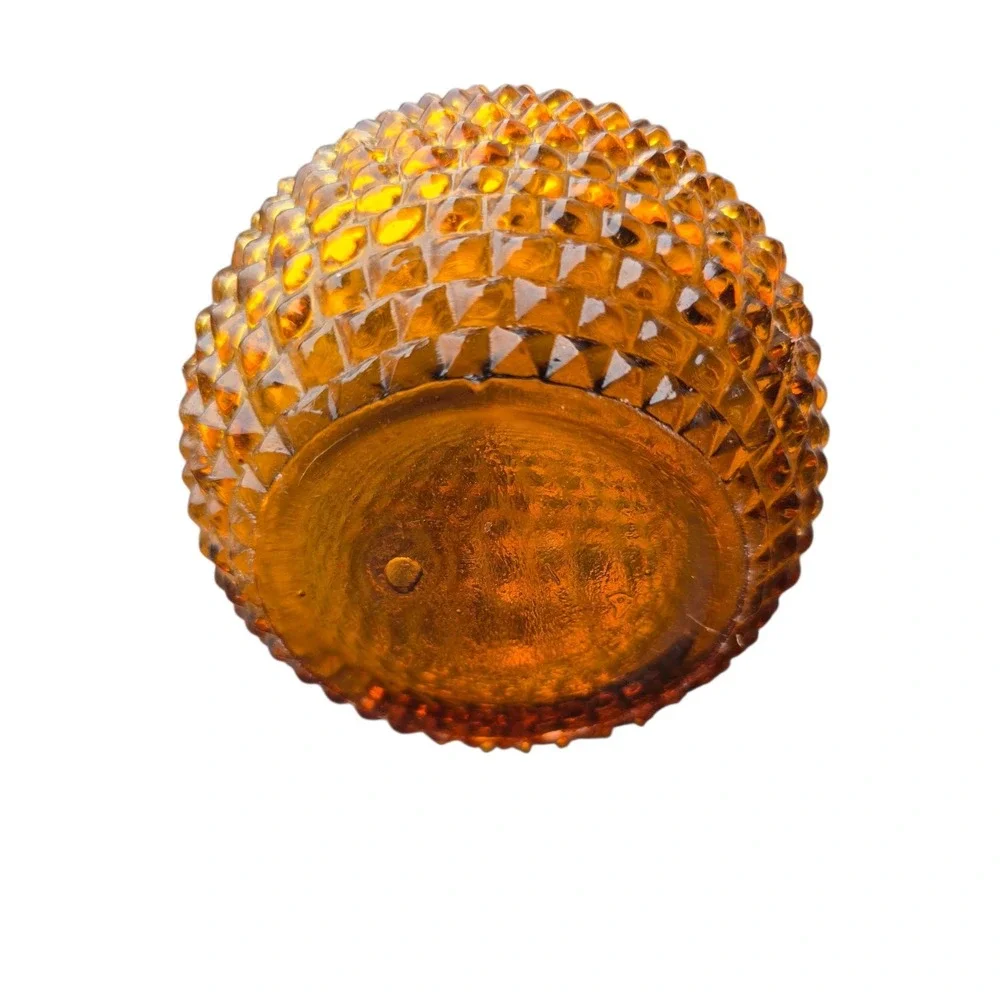 Amber Glass Genie Bottle Vase Diamond Point Hobnail Mid Century Modern 16in